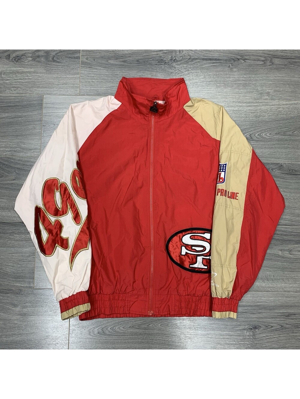 Vintage 90S Logo Athletic San Francisco 49Ers Jacket Large Windbreaker Rare Mens